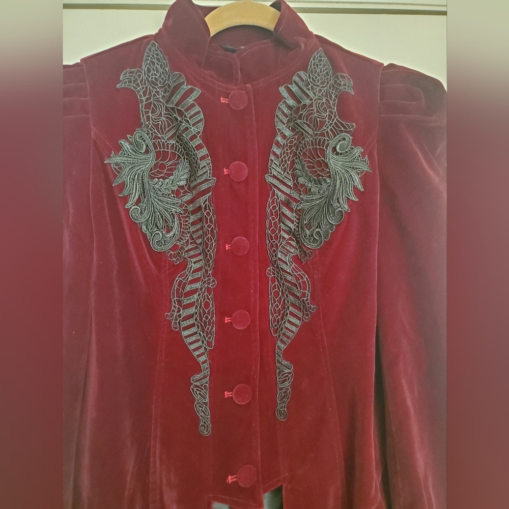 *NWT* PunkRave Elegant Burgundy Velvet Victorian Coat - Picture 5 of 16